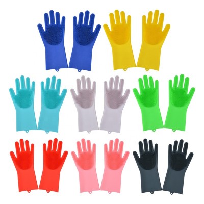 Multiple Colour Magic Saksak Silicone Cleaning Gloves Dishwashing Scrubber